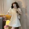 Robes de fête French Princess Court Fashion Doll Robe Puff Sleeve Elegant Pearl Jacquard Mini améliorer la fée d'été Qipao