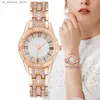 Wristwatches Women luxury brand es Fashion With Diamonds Rome Figures Design Ladies Quartz Stainless Steel Strap Bracelet Clock240409