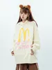 100% puur katoen Amerikaans retro brief afdrukken Hooded McDonald's hoodie dames herfstpaar losse top hoodie pluche S-4XL