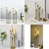 Candle Holders Clear Acrylic 5 Arms Wedding Party Supplies Sliver/Gold Metal No Chandelier Stand Hanging Drop Delivery Home Garden Dhbap