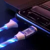 3 IN 1 Multi USB Universal Flowing LED Light Up Phone Charge Cable, With Interface For Apple+Type C+Micro USB Charger Connector