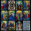 Adesivos de janela de tamanho personalizado filme estático cling igreja adesiva fosca de vitral de vidro adesivo móvel de papel alumínio 60x102cm