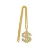 Jewelry Hip Hop Gold Chain US Dollar Symbol Necklace Mens and Womens US Dollar Symbol Diamond Pendant