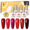 Born Pretty 3 / 6pcs Red Color Gel Rustrolit de vernis à ongles Rouge foncé SEMI-permanent Breau hybride Off UV LED Gel Manucure Set