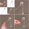 Haarklammern Barrettes Blumenstäbchen mit Quasten Sier plattierter Stecker Hochsteckfrisur Chignon Pins für DIY Accessoire Styling Drop Lieferung Schmuck Dhxav