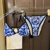 Sexy designer bikini pak vrouwelijk verbat badpak crop top badsuit string zwempak high-cut strand outfit stevige kleuren printen nieuwe zwemmer