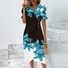 Vestidos casuais praia para mulheres imprimem elegante embrulhado v pesco