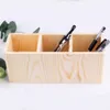 1/2/3 Grids Pen Holder Wood Student Office Stationery Pencil Storage Box Pen Pencil Pot Holder Cosmetics Brush Storage Container