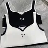 Nieuwe stijl dames slanke taille kleurblok gebreide logo borduurtanks camis sml