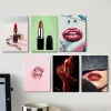 Olika läppstift duk affisch färgglada kvinnor läppar kosmetika vägg bilder för vardagsrum sovrum bar klubb modern heminredning