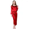 Abbigliamento per la casa da donna Automn Silk Cantrocchettine lunghe maniche per pigiama abbiglia