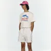 Mode American Retro niedliche Print Grafik T Shirt Summer Street Y2K Personalisierte Harajuku Hip Weißer Brief übergroß 240402