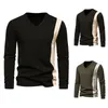 2023 Mens Autumn and Winter American Fashion Retro Vneck Long Sleeve Tshirt Underlay 240329