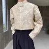 Мужские повседневные рубашки мужская трехмерная жаккардовая китайская стойкая кнопка на кнопку с длинными рукавами