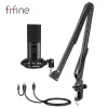 Microphones Fifine USB C A Gaming Streaming Microphone Kit pour PC Computer ARM STAND MUTE BOUTON GAIN Mic Studio pour le podcast RecordingT683