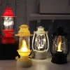 Batterie de lanterne d'ouragan vintage Fonctionnement de la poubelle de bougie à lampe à l'huile LED Retro Antique pour décoration de Noël