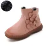 Stövlar Autumn Winter Girls Boots Children Warm Plush Winter Boots Shoes Kids Snow Boots Girls Casual Leather Shoes 4 5 6 7 8 9 1014T