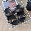 Luxurys Designers Sandals Top Quality for Men Fashion Strapフラットレザーキャンバスレターラバーフリップフロップボトムスビーチシューズローファー