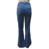FLARED PANTS CHIC Retro Mid-Rise Wide Leg Flare Jeans Belted Lace-Up Floor Length Women Jeans