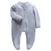 Baby Baby Foodwear Algodão Branco Zíper macio de uma peça de pijamas 012 meses 240325