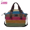 Sell Ladies Fashion Handbag Patchwork Rainbow One Shoulder Canvas Messenger Bag Large Capacity Travel Bag 240402