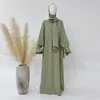 Ethnische Kleidung Ramadan Gebet Abaya mit angeschlossenem Schal Hijab Kleid Eid Plain Muslim Abayas für Frauen Dubai Jilbab Kaftan Robe Islam