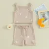 Clothing Sets Toddler Baby Girl Summer Knit Outfit Sleeveless Tank Top Shorts Floral Embroidered Cute Clothes Set