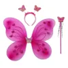 3 pezzi Set Kids Butterfly Headband Wings Wand Girls Summer Photography Outfit Childre