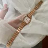 Kvinnors klockor heta försäljning kvinnor kvarts titta på fyrkantig urtavla rostfritt stål bambu strap casual mode armbandsur reloj de mujer dropshipping 240409