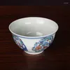 Cups Saucers Qing Yongzheng Hand Drawn Blue And White Doucai Group Phoenix Pattern Tea Cup Master Antique Ceramic Collection Set