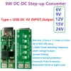 9W MINI Type-C USB DC 5V إلى 6V 9V 12V 15V 24V DC DC Boost MODULE MODULE PWM PFM Voltage Board