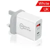 Chargeur PD 18W Double chargeur rapide USB USB QC3.0 Type C Charger mural 10W Adaptateur mural de la prise US / EU / UK