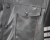 Manteau de veste de pu pour hommes coréens de poche décontractée en cuir mince en cuir quatre barres classiques rayées