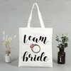 Sacchetti della spesa team bride borse da donna tela tela ad altezza della festa eco shopper spalla da sposa con la damigella d'onore