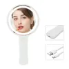 Espelho de maquiagem USB com espelhos de mão de luz LED Light Handle Vanity redonda viagens portáteis Smart Make Up Touch Screen Miroir 240409