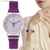 Armbanduhr Fashion Ladies 2023 New Simple Purple Digital Design Women Quartz Casual Magnet Edelstahlkleid Womens Uhr E240409