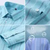メンズカジュアルシャツ品質100％ピュアコットンメンズオックスフォードシャツのための長袖ソーシャルシャツ格子縞の縞模様の作品カジュアルシャツ男性レギュラーフィットS-8xl 2449