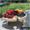 Camp Furniture 2 In 1 Home Garden Wooden Folding Lightweight Picnic Table Snack Divider Barbecue Beach With Wine Glass Holder Outdoor Dhqoa