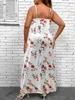 Plus -klänningar Finjani kvinnors cami klänning blommor tryck spaghetti rem v hals ärmlös maxi för sommaren