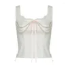 Frauen Tanks Cibbar Märchencorset Top Women Sweet Contrast Verband schlanker ärmellose Tanktops Damen süße sexy Clubwear Y2K Ästhetik