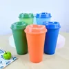 Canecas copo de plástico elegante versátil conveniente diurável sensível à temperatura reutilizável com bebidas de palha ecológicas