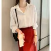 Chiffon Spring Mode Design Top Lose Lose Casual White mit Hemd