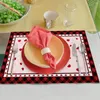 Table Mats 4pcs Valentine's Day Placemat Heat Insulation Non-slip Tea Cup Holder Dining Bowl Kitchen Accessories