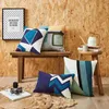 枕ネイビー刺繍カバーブルーケースソファのシンプルな家の装飾45x45cm/30x50cmのために刺繍されたヒトデの抽象的な抽象