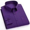 Mens Long Sleeve Dress Shirts Daily Fashion Business Formal Plain Purple White Blue Black Elegant Office Social Casual Shirt 240402