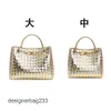 BOTTEGS Sacs simples sacs Venetas Boucle Tottes ANDIAMO Straddle Gold Hardware Tote Trendy Grande capacité Soirée 2024 épaule Nouvelle Femmes Woven Leather Handsbags Beoh