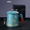 Kubki High End Boutique Chinese Ceramic Cup Separacja wody herbaty z drewnianym uchwytem dla mężczyzn i kobiet 400 ml Home Office Kubek