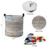 Laundry Bags Blue Vintage Wood Grain Antique Rustic Dirty Basket Foldable Home Organizer Clothing Kids Toy Storage