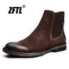 Bottes Zftl Nouvelles bottes masculines Véritable la cheville en cuir des hommes de style britannique pour hommes Boots décontractés pour hommes faits à la main 2023