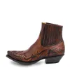 Bottes Western Cowboy Burnt Flower Boots's Boots Boots Brun brun à la main pour hommes Taille de livraison gratuite 3848